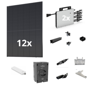 HOYMILES VOIMALA MIKROINVERTTERILLÄ, 12 x MUSTA AURINKOPANEELI